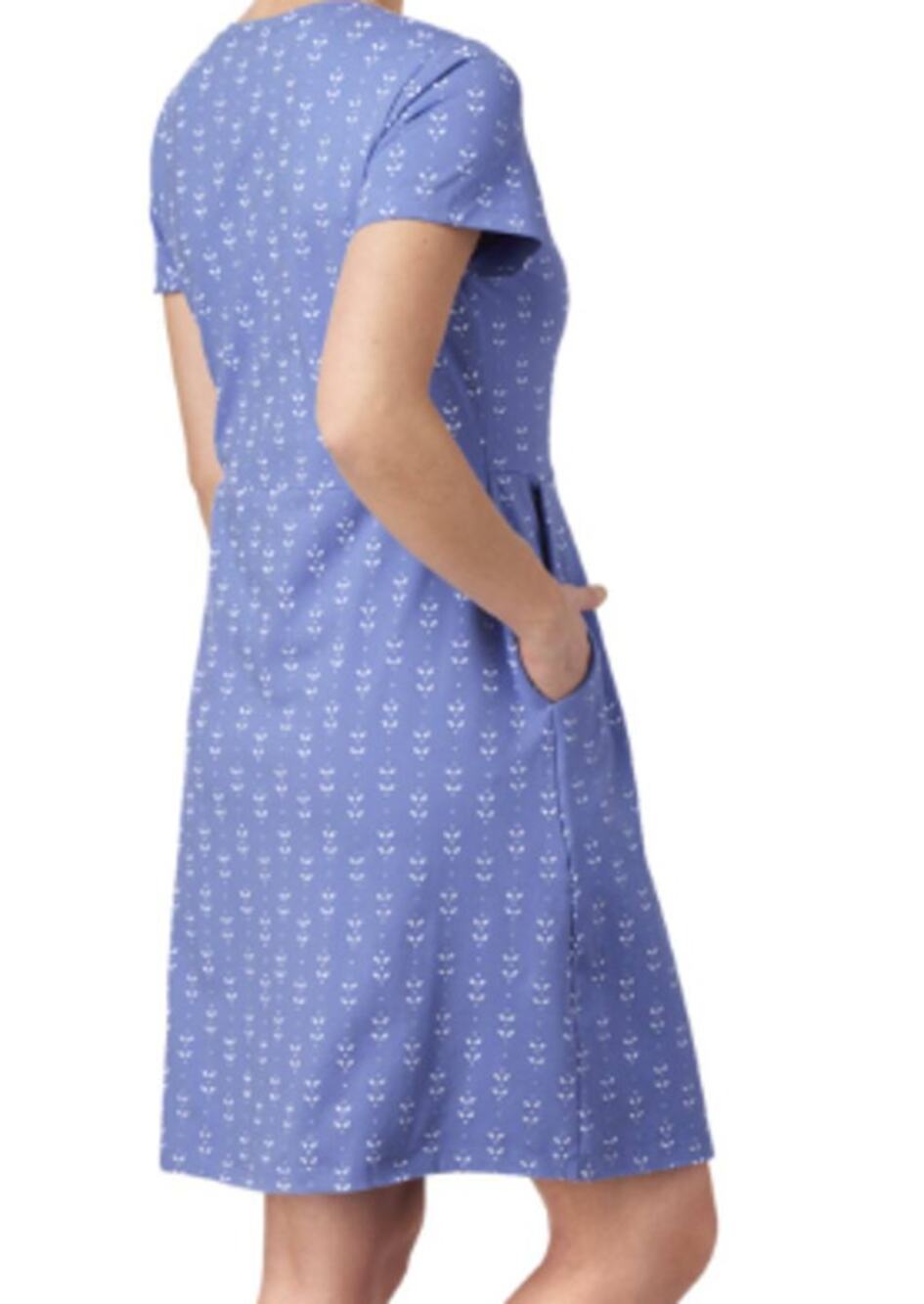 North Style Periwinkle Blue Ditsy Floral Casual Knit Pocket Dress sz XL